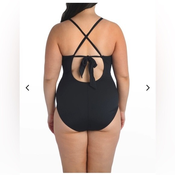 La Blanca Island Goddess High-Neck One-Piece Swimsuit Size 22W New - Picture 2 of 8